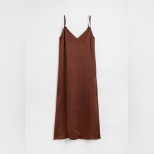 H&M Dark Brown Satin Slip Dress